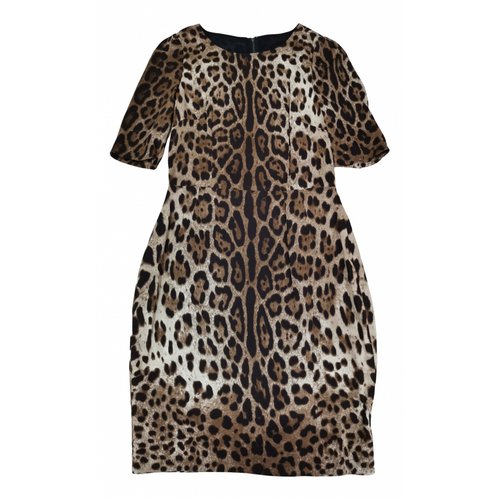 Pre-owned Dolce & Gabbana Silk Mid-length Dress In Brown