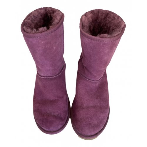 Pre-owned Ugg Leather Ankle Boots In Purple