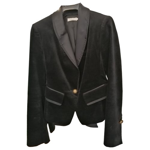 Pre-owned Pinko Velvet Short Vest In Black