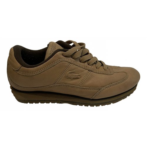 Pre-owned Lacoste Leather Trainers In Camel