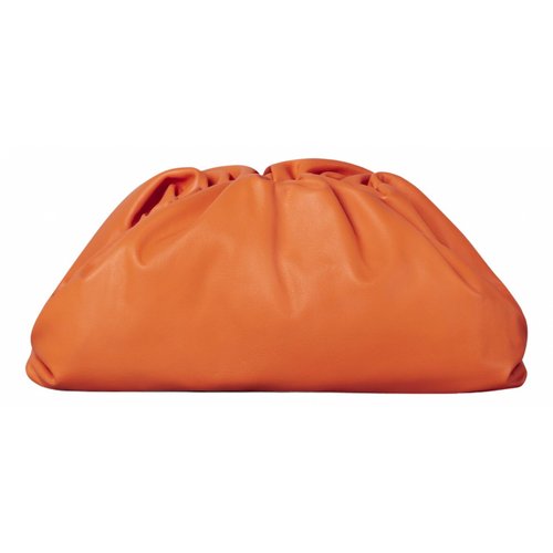 Pre-owned Bottega Veneta Pouch Leather Clutch Bag In Orange