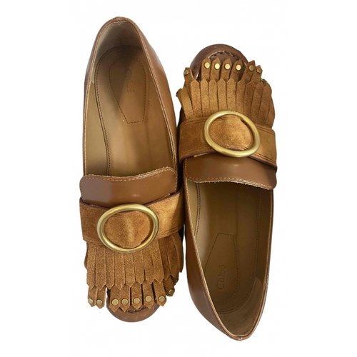Pre-owned Chloé Leather Flats In Camel