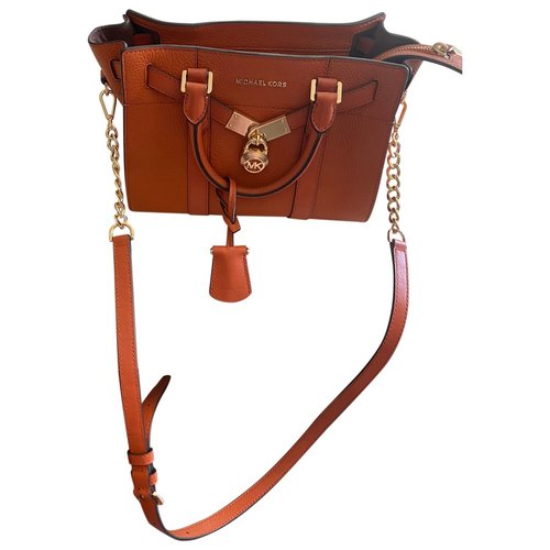 Pre-owned Michael Kors Hamilton Leather Crossbody Bag In Orange