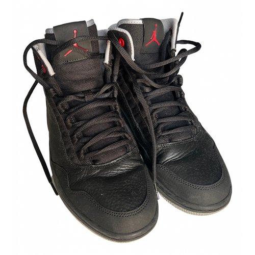 Pre-owned Jordan Leather Trainers In Black
