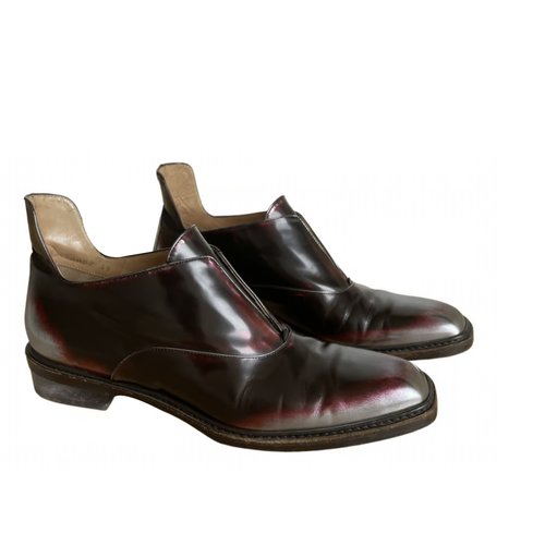 Pre-owned Maison Margiela Leather Flats In Burgundy