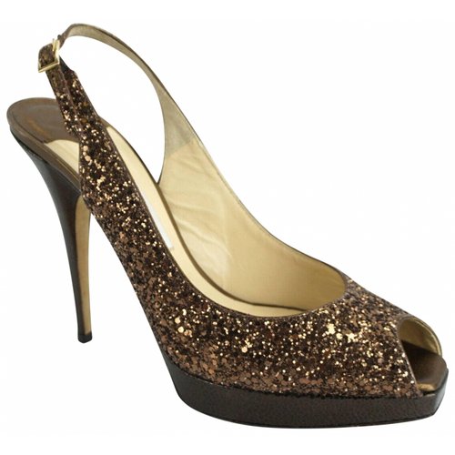 Pre-owned Jimmy Choo Glitter Sandals In Gold