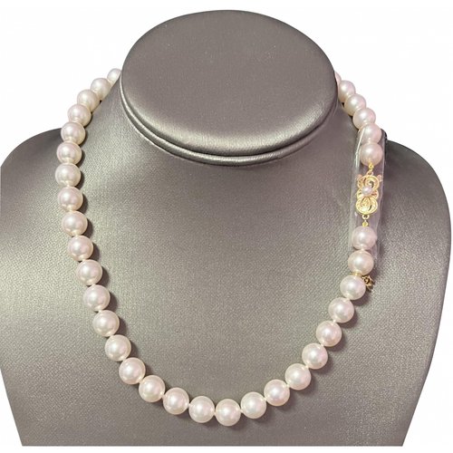 Pre-owned Mikimoto Pearl Necklace In White