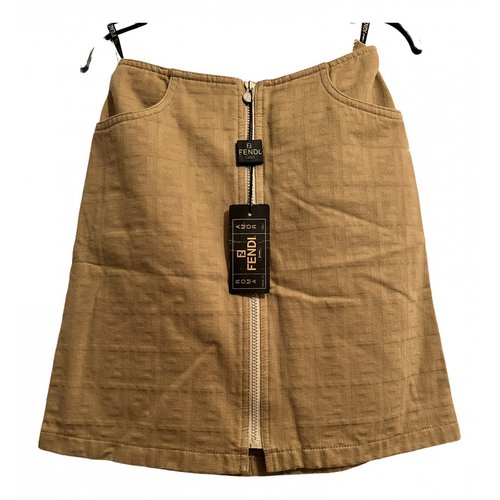 Pre-owned Fendi Mini Skirt In Beige