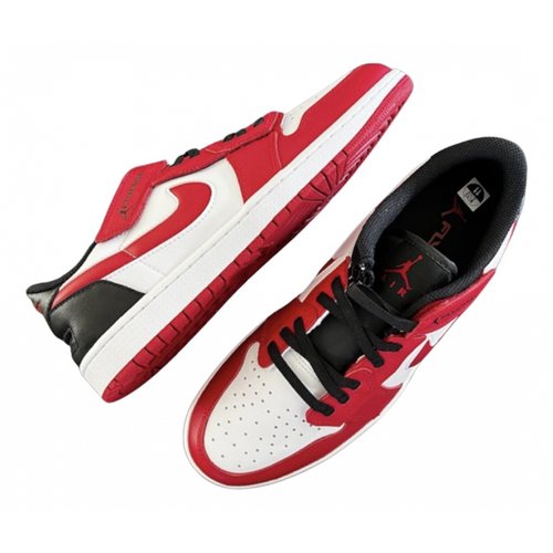 Pre-owned Jordan Leather Low Trainers In Red