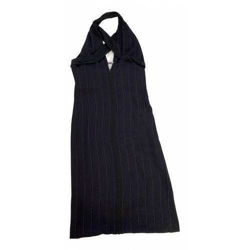 Pre-owned Versace Silk Mid-length Dress In Black