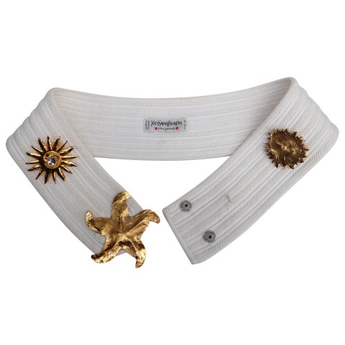 Pre-owned Saint Laurent Cloth Belt In White