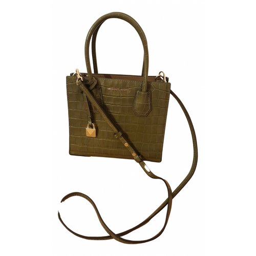 Pre-owned Michael Kors Mercer Leather Tote In Green