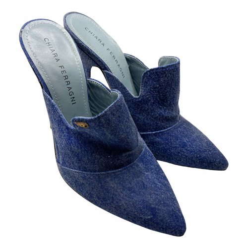 Pre-owned Chiara Ferragni Cloth Sandals In Blue