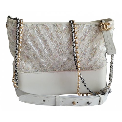 Pre-owned Chanel Gabrielle Tweed Crossbody Bag In White