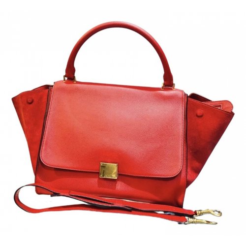 Pre-owned Celine Trapèze Leather Handbag In Red