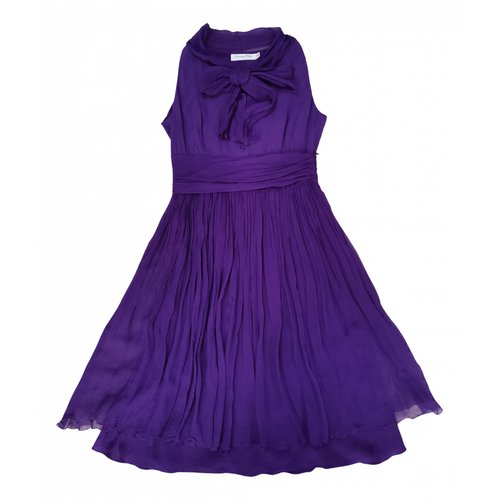 Pre-owned Dior Silk Mid-length Dress In Purple