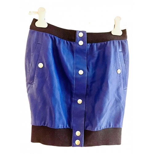 Pre-owned Jean Paul Gaultier Leather Mini Skirt In Blue