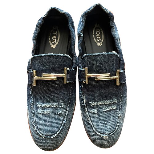 Pre-owned Tod's Cloth Flats In Blue