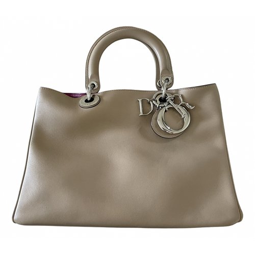 Pre-owned Dior Issimo Leather Tote In Beige