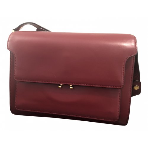 Pre-owned Marni Trunk Leather Crossbody Bag In Burgundy