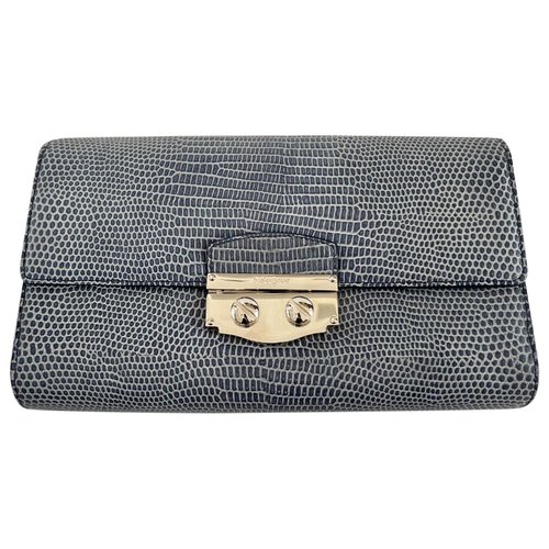 Pre-owned Saint Laurent Leather Clutch Bag In Blue