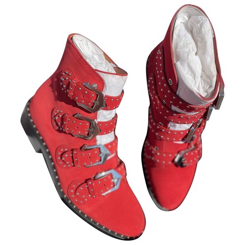 Pre-owned Givenchy Leather Ankle Boots In Red