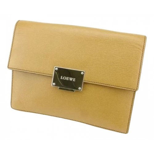 Pre-owned Loewe Leather Clutch Bag In Beige