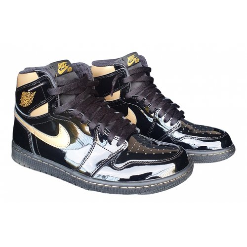 Pre-owned Jordan 1 Leather High Trainers In Black
