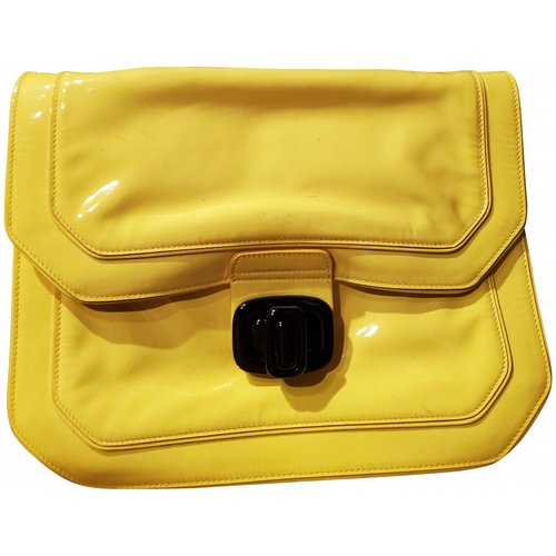 Pre-owned Lanvin Patent Leather Handbag In Yellow