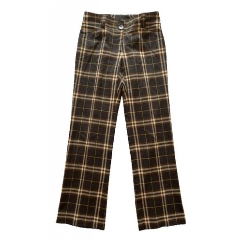 Pre-owned Burberry Wool Straight Pants In Multicolour