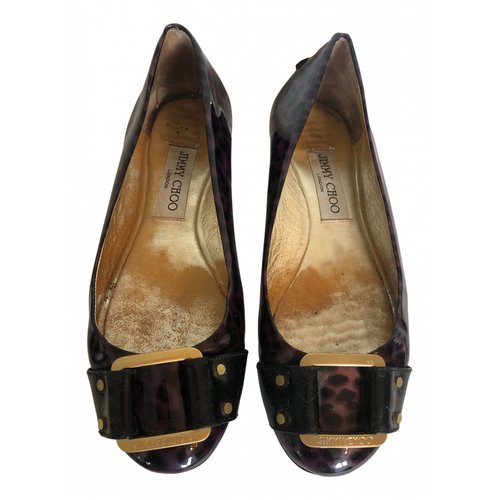 Pre-owned Jimmy Choo Patent Leather Ballet Flats In Purple