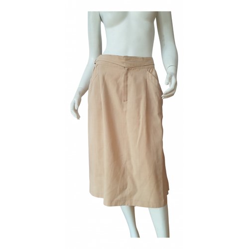 Pre-owned Burberry Linen Skirt Suit In Ecru