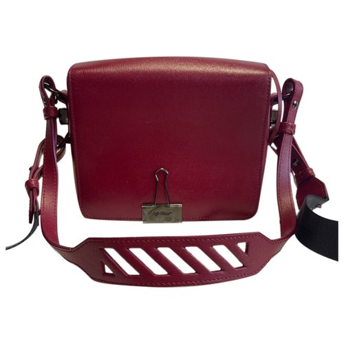 Pre-owned Off-white Binder Leather Crossbody Bag In Burgundy