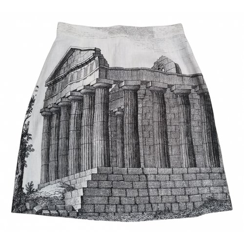 Pre-owned Dolce & Gabbana Linen Mini Skirt In Grey