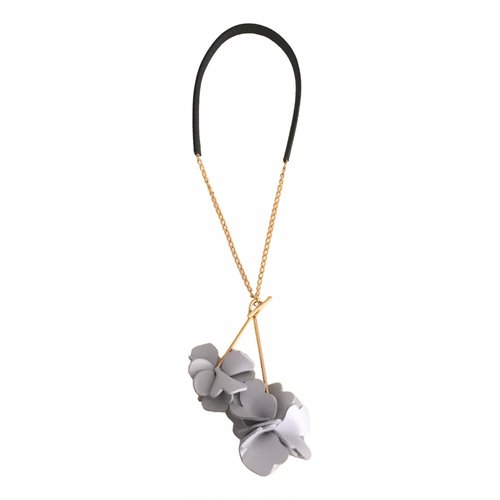 Pre-owned Marni Leather Necklace In Grey