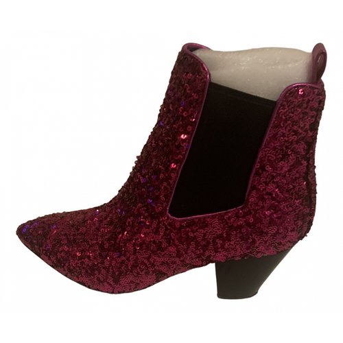 Pre-owned Marc Jacobs Glitter Ankle Boots In Pink