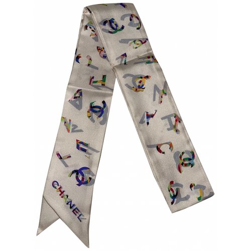 Pre-owned Chanel Silk Scarf In White