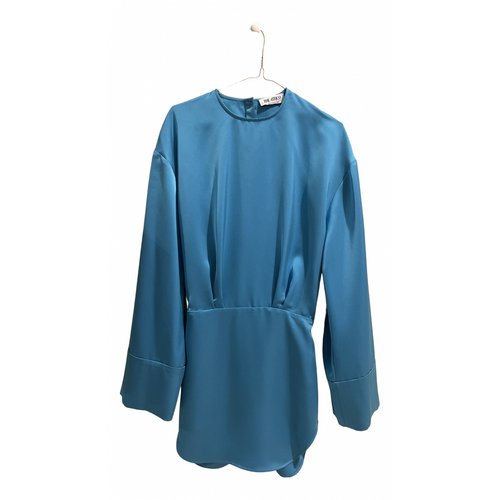 Pre-owned Attico Silk Mini Dress In Turquoise