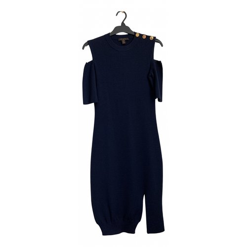 Pre-owned Louis Vuitton Cashmere Mid-length Dress In Navy