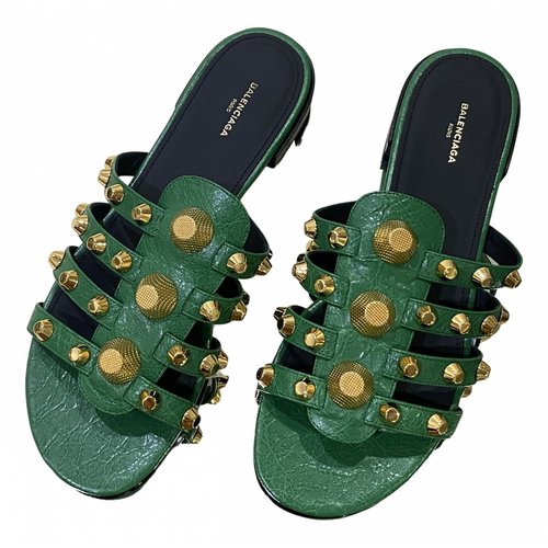 Pre-owned Balenciaga Leather Sandals In Green