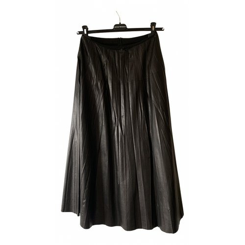 Pre-owned Gucci Leather Maxi Skirt In Black