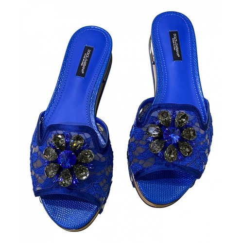 Pre-owned Dolce & Gabbana Cloth Sandals In Blue