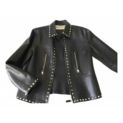 Pre-owned Valentino Leather Short Vest In Black