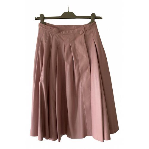 Pre-owned Loewe Leather Mid-length Skirt In Pink
