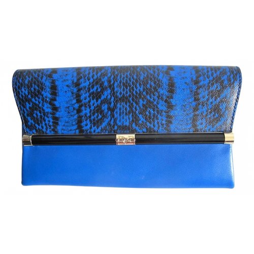 Pre-owned Diane Von Furstenberg Leather Clutch Bag In Blue