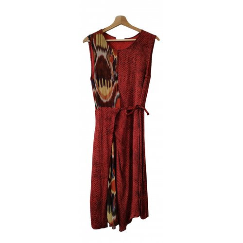 Pre-owned Dries Van Noten Silk Mid-length Dress In Red