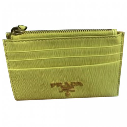 Pre-owned Prada Leather Wallet In Yellow