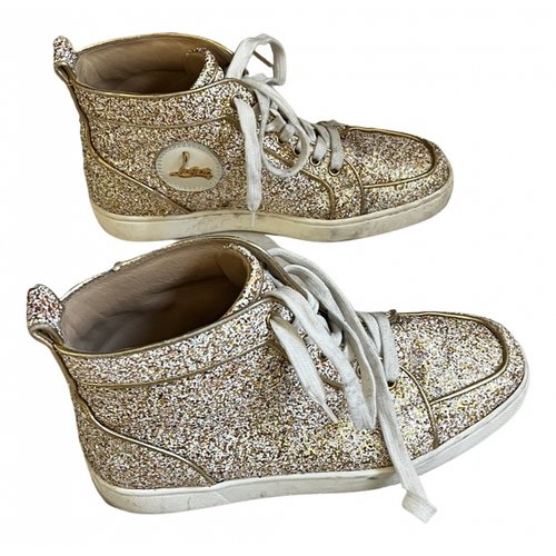 Pre-owned Christian Louboutin Glitter Trainers In Gold