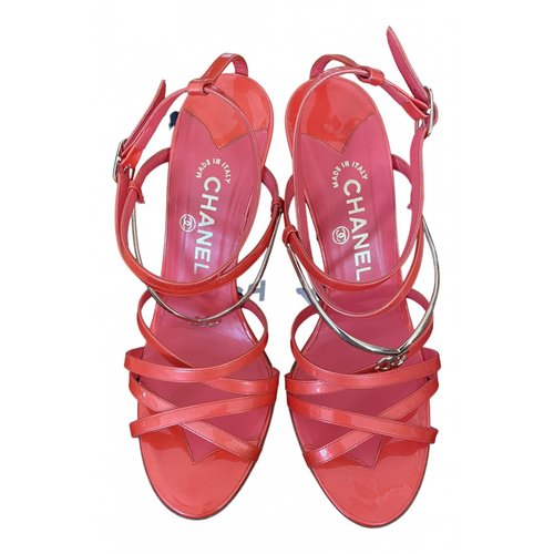 Pre-owned Chanel Leather Sandals In Orange