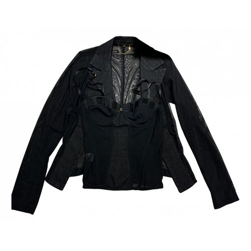 Pre-owned Elisabetta Franchi Linen Jacket In Black